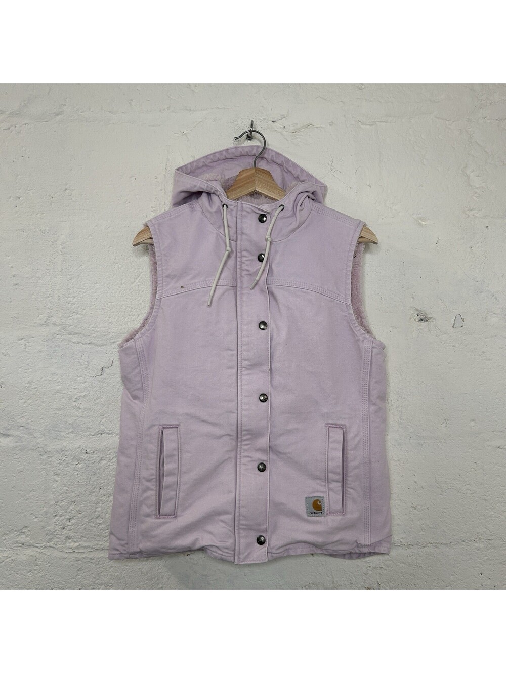 Carhartt Sandstone Sherpa-Lined Hooded Vest “Pale Pink”